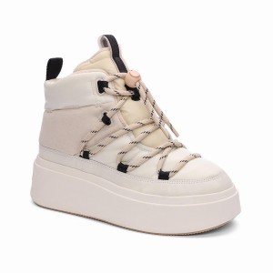 White Women Ash Montana Puffy Nylon Winter Boots | 033727-200